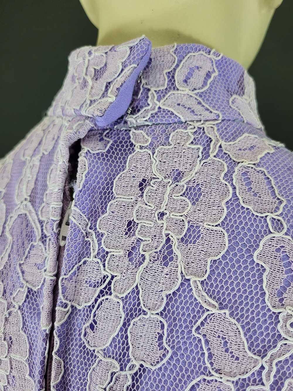 70s Lavender Empire Waist Lace Maxi Dress - image 12