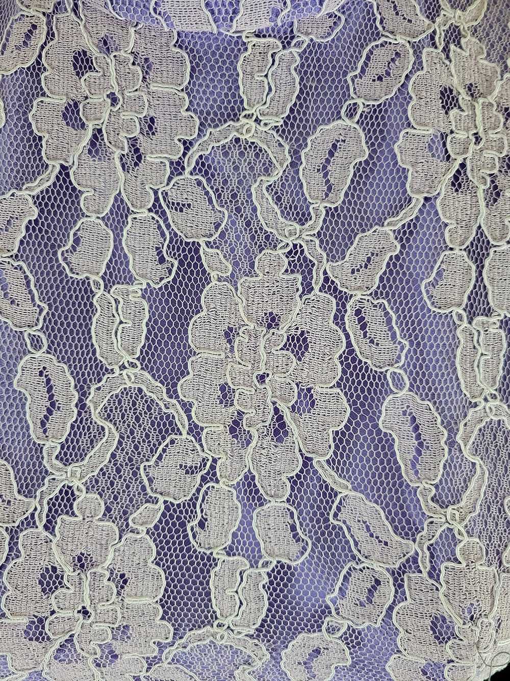 70s Lavender Empire Waist Lace Maxi Dress - image 4