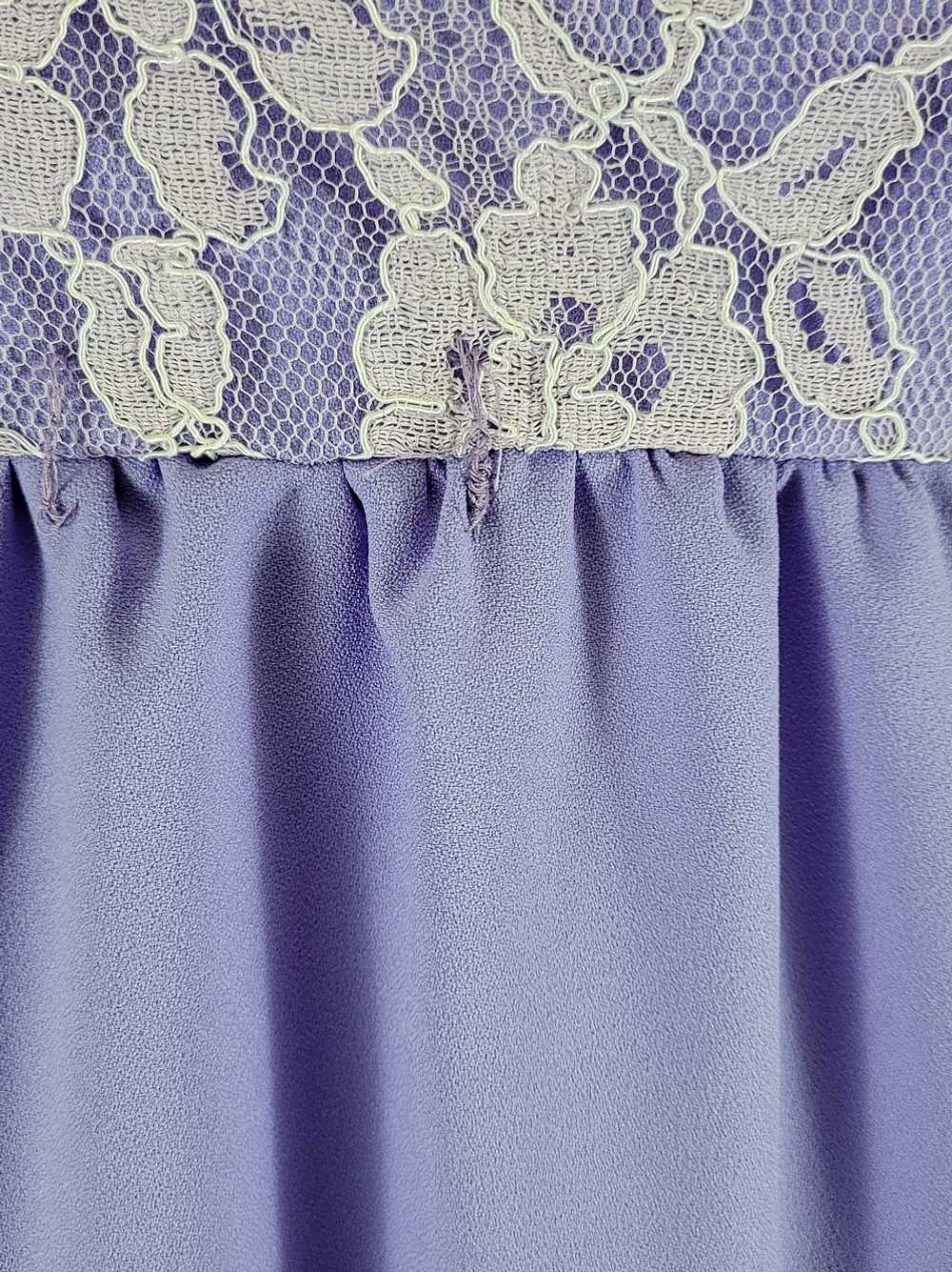 70s Lavender Empire Waist Lace Maxi Dress - image 5