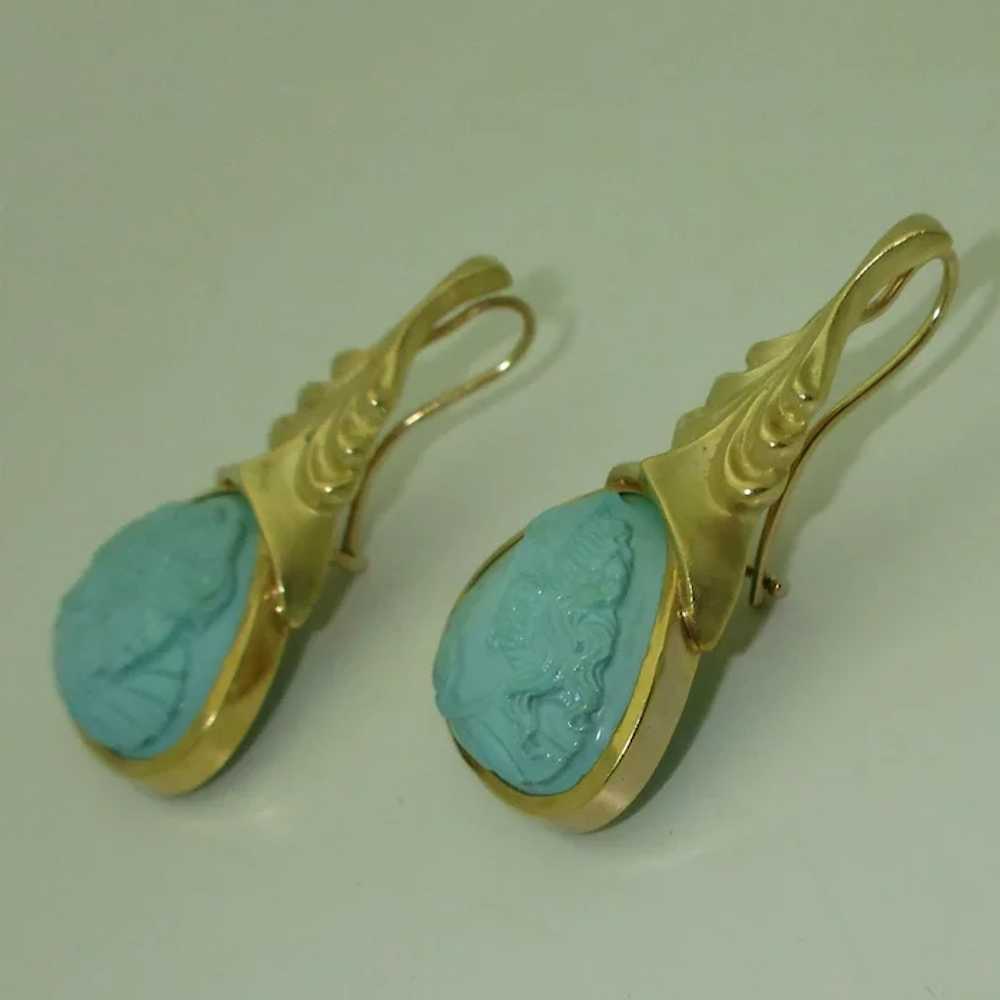 Rare Early c. 1980's Wallace Chan 18K Turquoise E… - image 2
