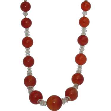 Vintage Carnelian and Rock Crystal Necklace