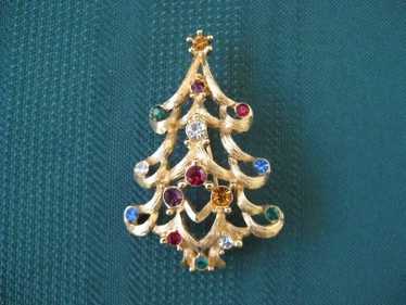 Monet Holiday Christmas Pin with Rhinestones - image 1
