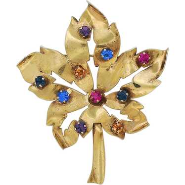 Gold Plated Sterling Rhinestone Pin - image 1