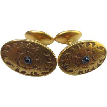 Fine Victorian 14K Gold Antique Sapphire Cufflinks