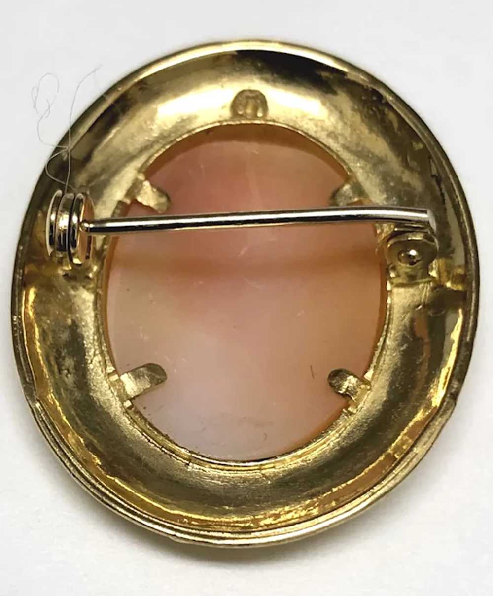 18K Two-tone Gold Shell Cameo Brooch - image 3