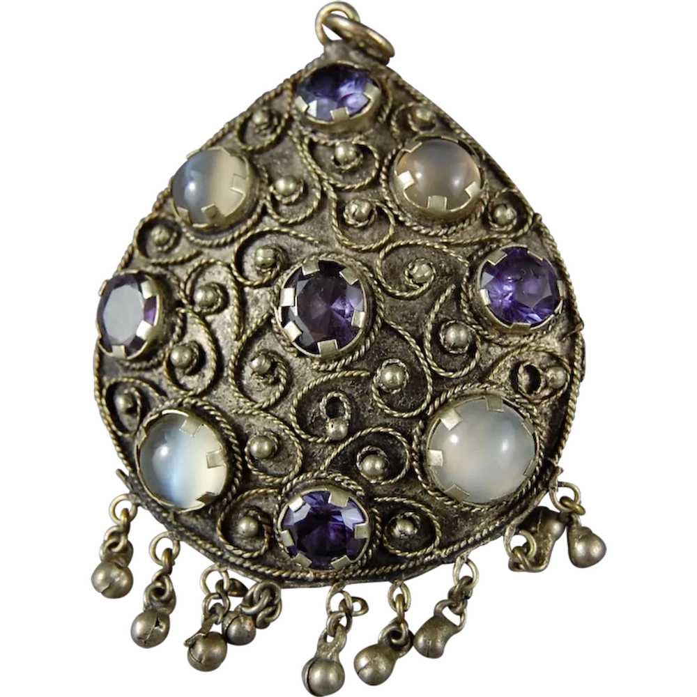 Boho Tribal India Kuchi Gypsy Pendant Gem