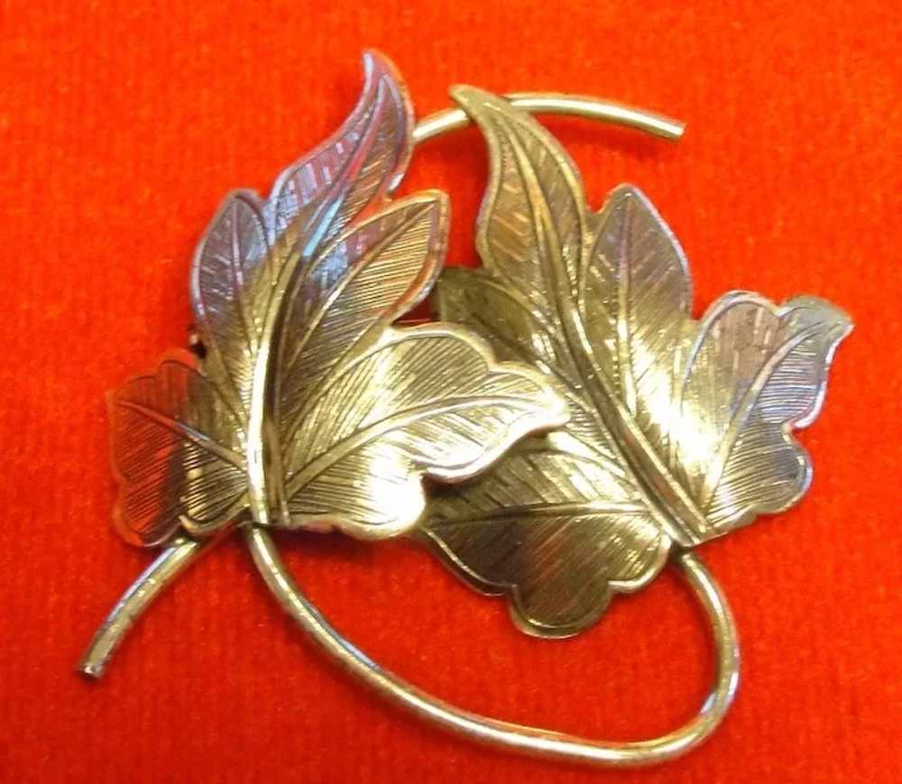 Vintage Sterling Silver Beau Ivy Leaf Brooch Pin - image 1