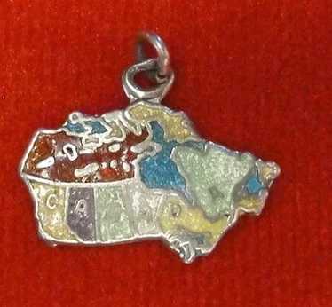 Vintage Sterling Silver Map of Canada Enamel Char… - image 1
