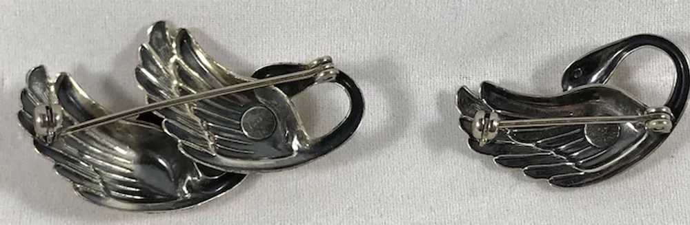 Pair of Vintage Beau Sterling Swan Pins - image 2