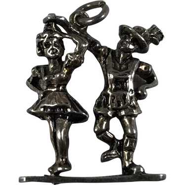German Bavarian Dancing Couple Charm - 800 Silver… - image 1