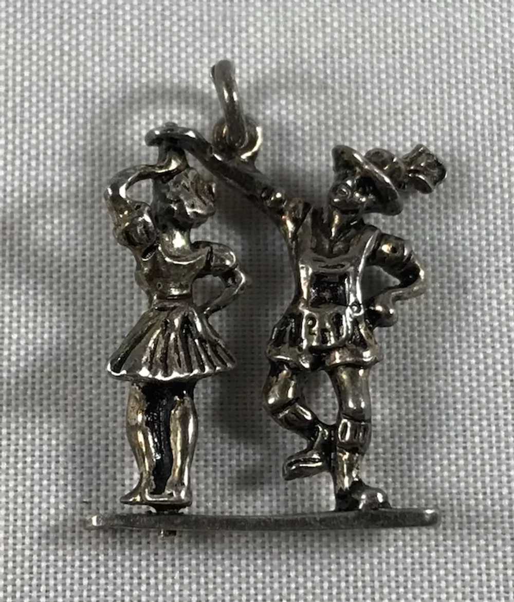 German Bavarian Dancing Couple Charm - 800 Silver… - image 2