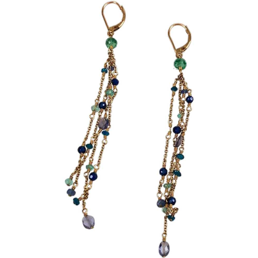 Multi Gemstone Gold Filled Dangle Earrings - image 1