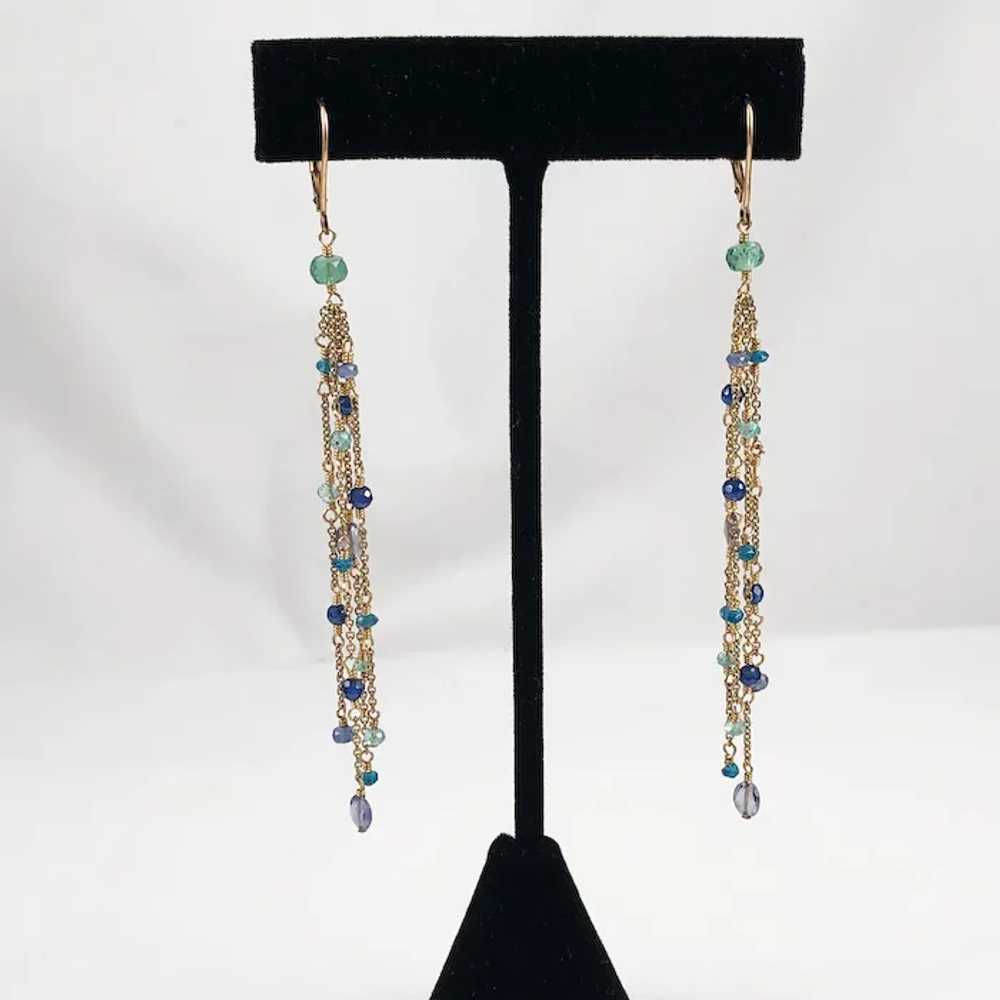 Multi Gemstone Gold Filled Dangle Earrings - image 2
