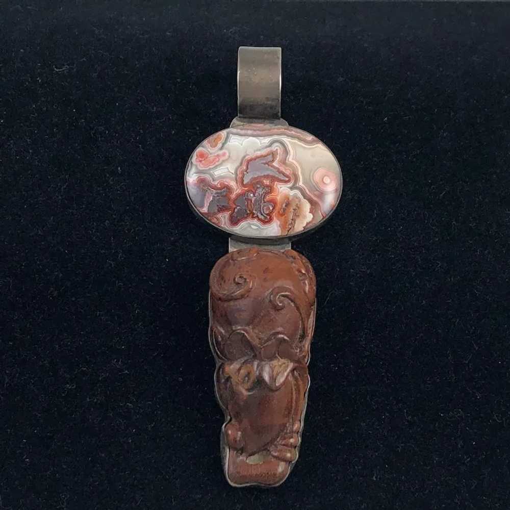 Vintage - Zodiac Sterling Chinese Amulet- Carved … - image 3