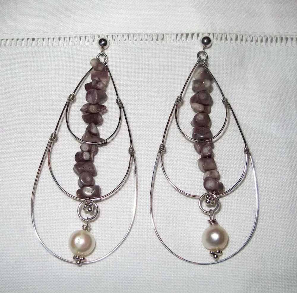 Natural Purple Lavender Coral - Sterling Silver &… - image 3