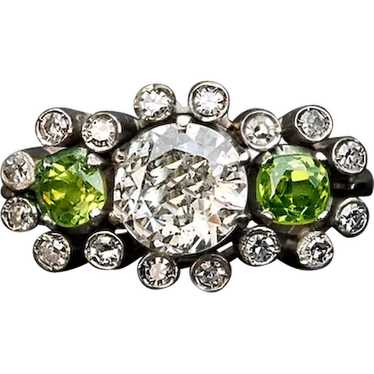 Vintage 1 Carat Diamond and Demantoid Ring - image 1