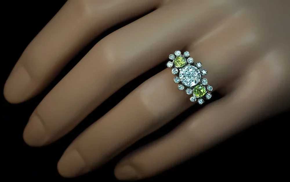 Vintage 1 Carat Diamond and Demantoid Ring - image 2