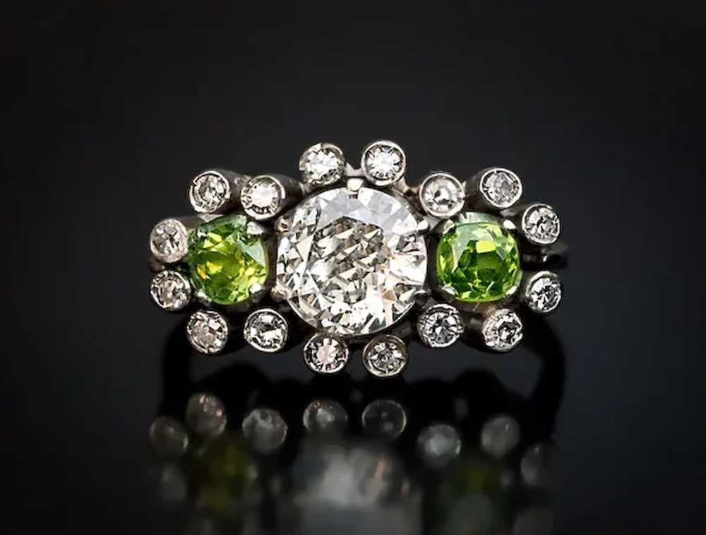 Vintage 1 Carat Diamond and Demantoid Ring - image 3