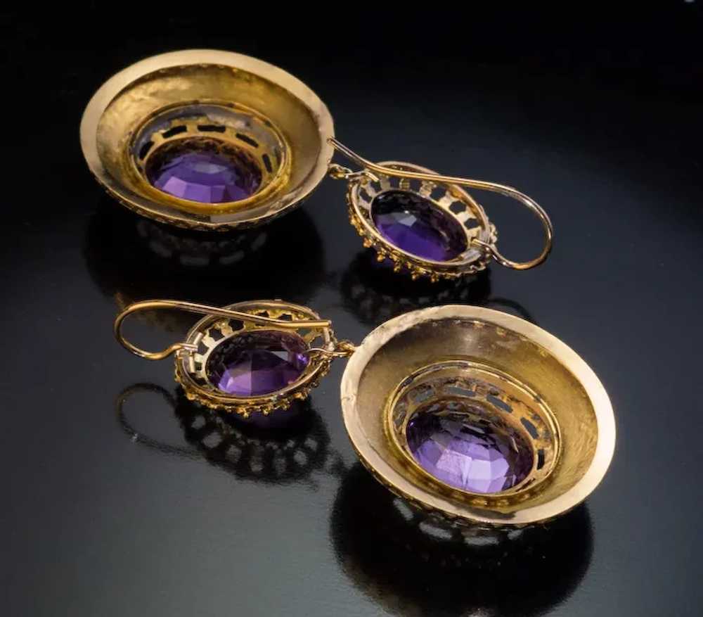 Antique Amethyst Enamel Gold Victorian Earrings 1… - image 6