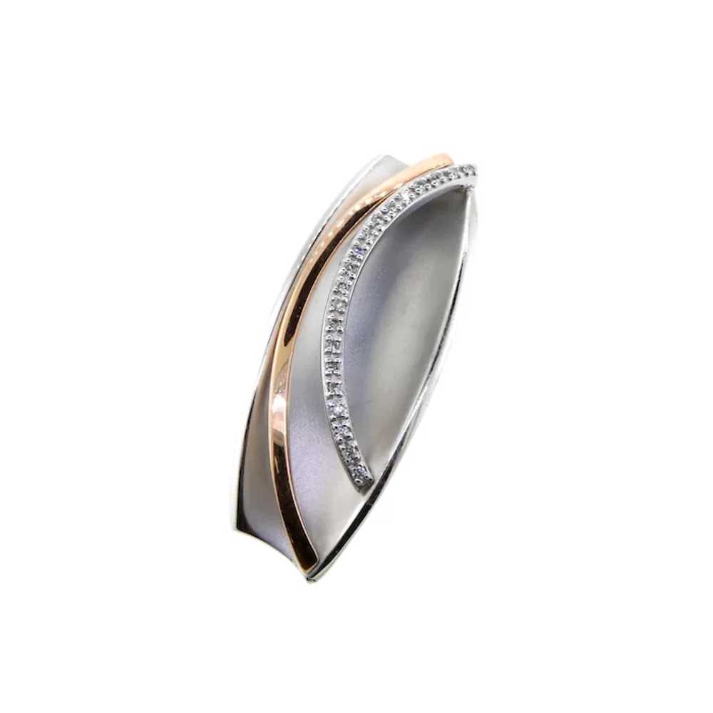 Modernist Style Pavé Diamond 18k White Gold and R… - image 2