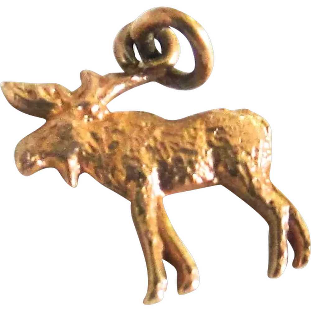 10K Yellow Gold Alaskan Nugget Moose Charm Souven… - image 1