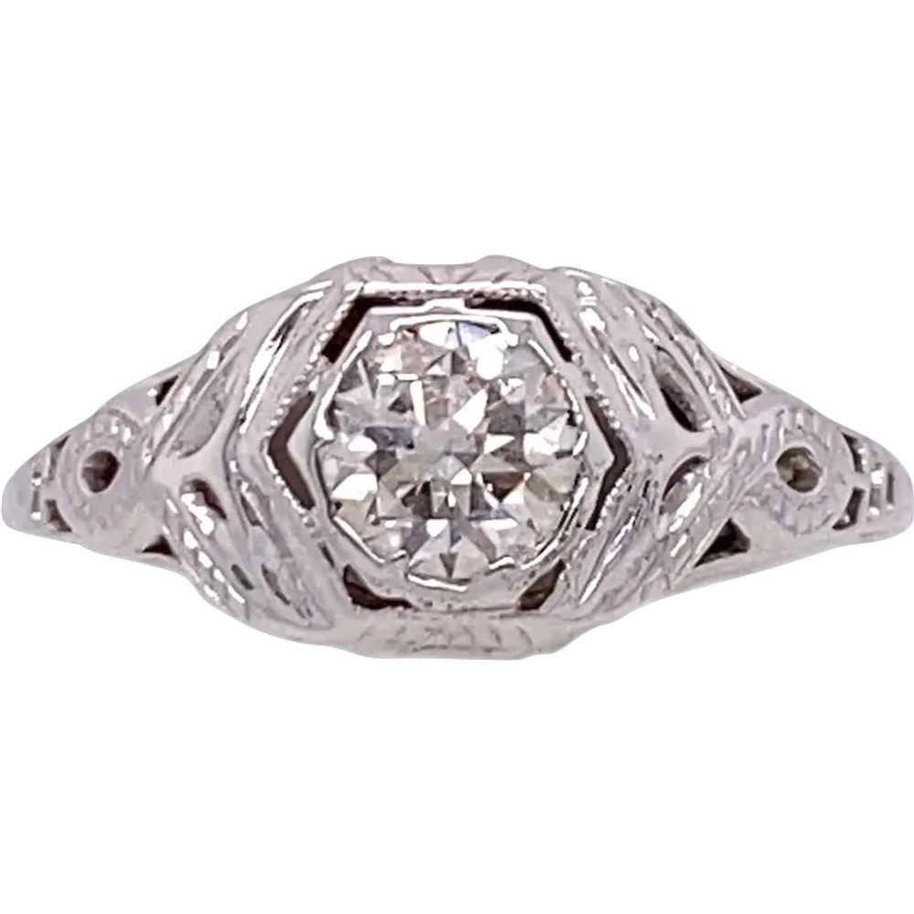 Edwardian .50ct. Diamond Antique Engagement - Fas… - image 1