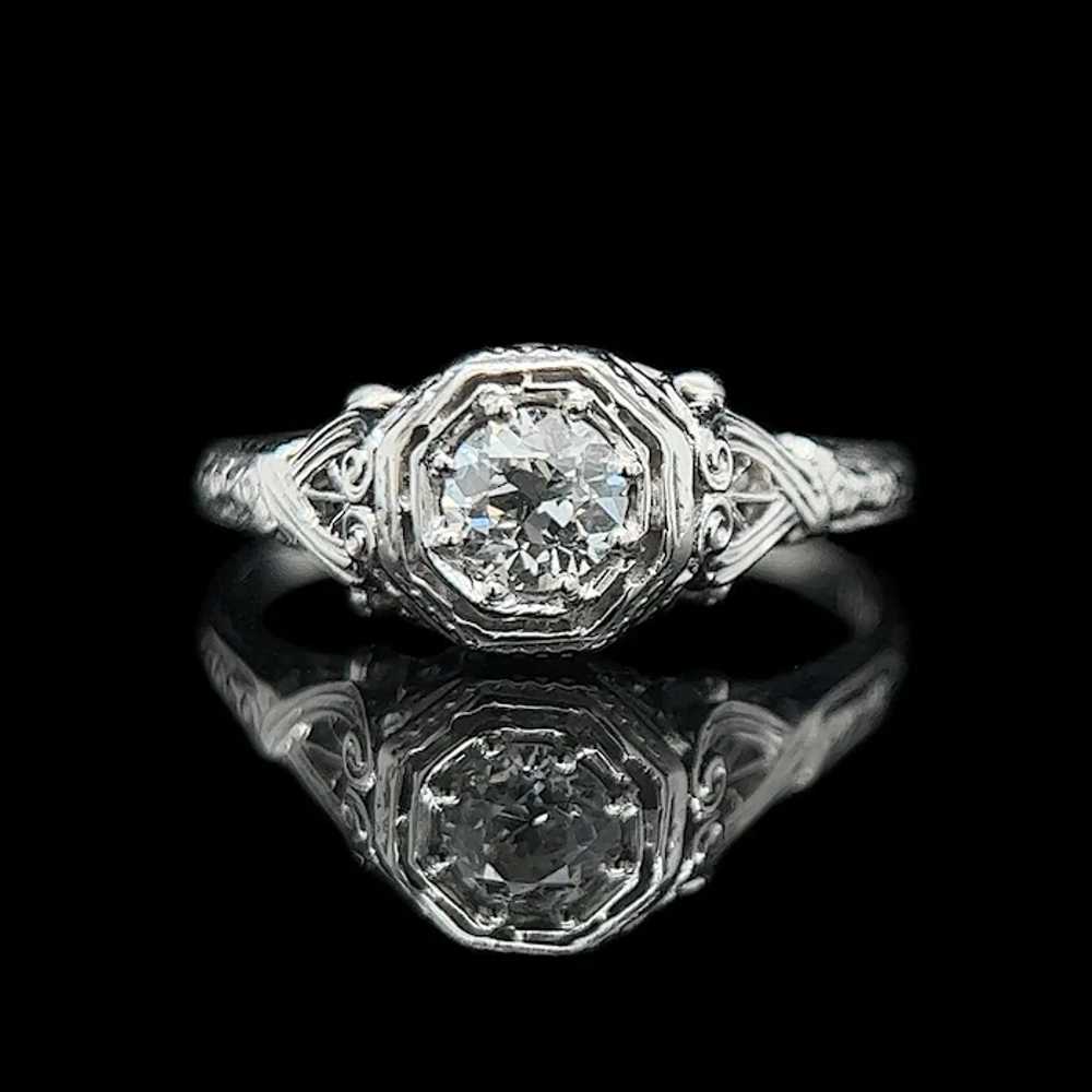 Edwardian .50ct. Diamond Antique Engagement - Fas… - image 2