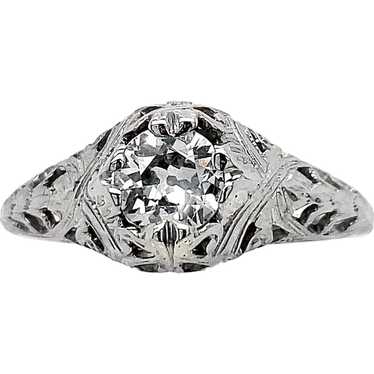 Edwardian .65ct. Diamond Antique Engagement - Fas… - image 1