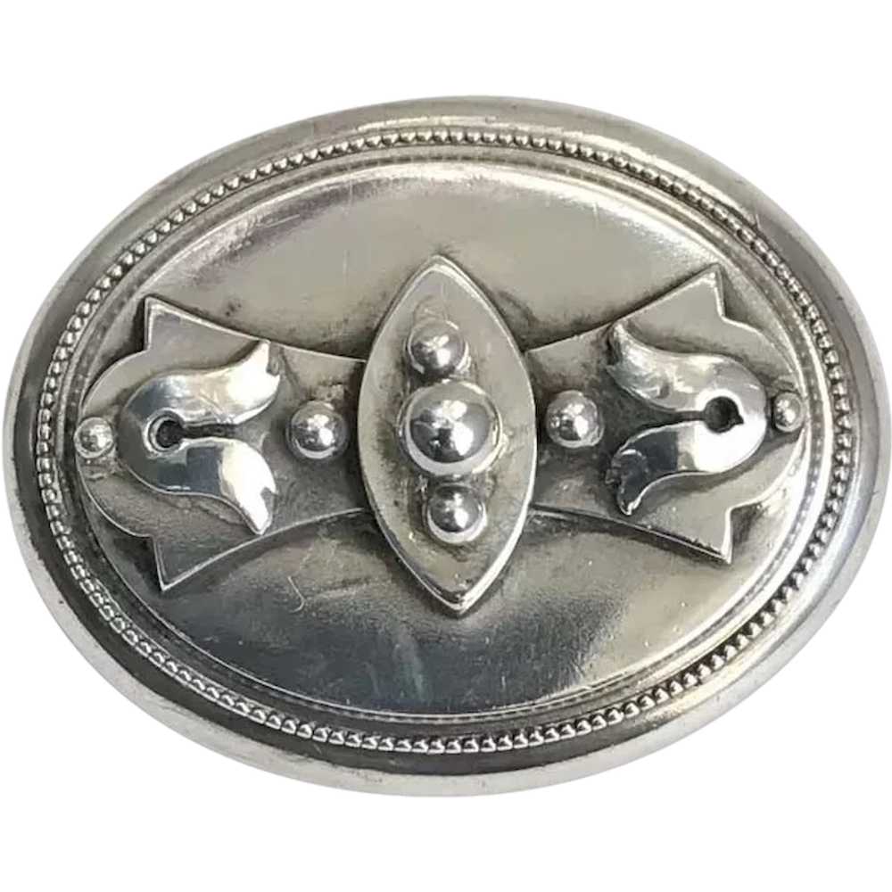 Victorian Antique Mourning Pin, Brooch Sterling L… - image 1
