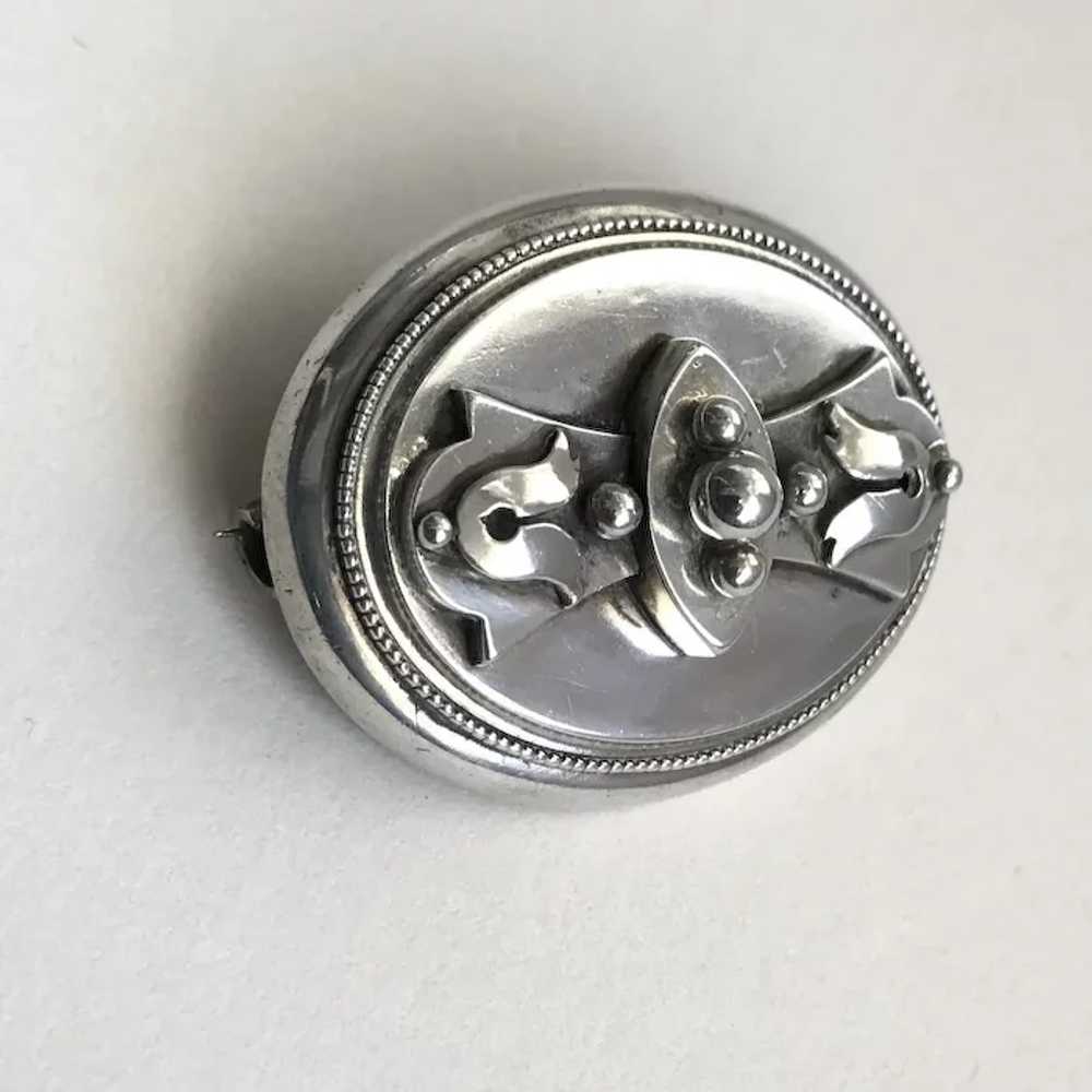 Victorian Antique Mourning Pin, Brooch Sterling L… - image 2