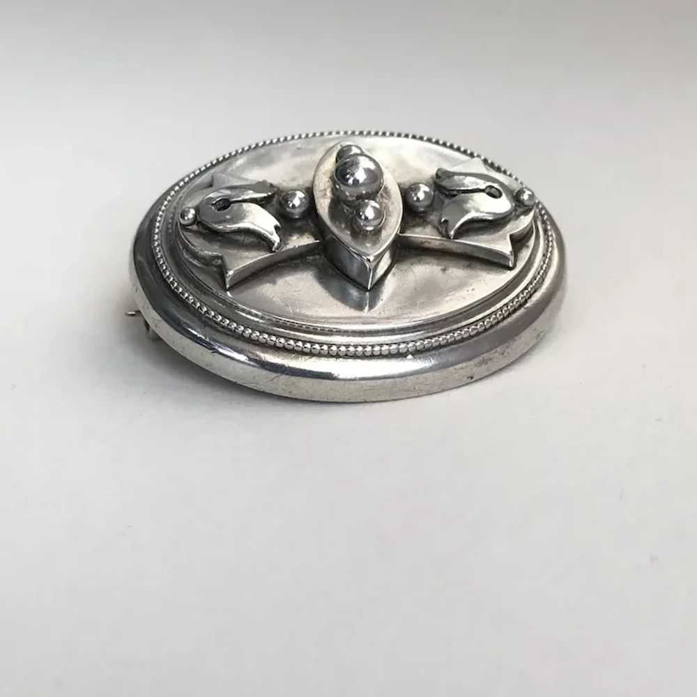 Victorian Antique Mourning Pin, Brooch Sterling L… - image 3