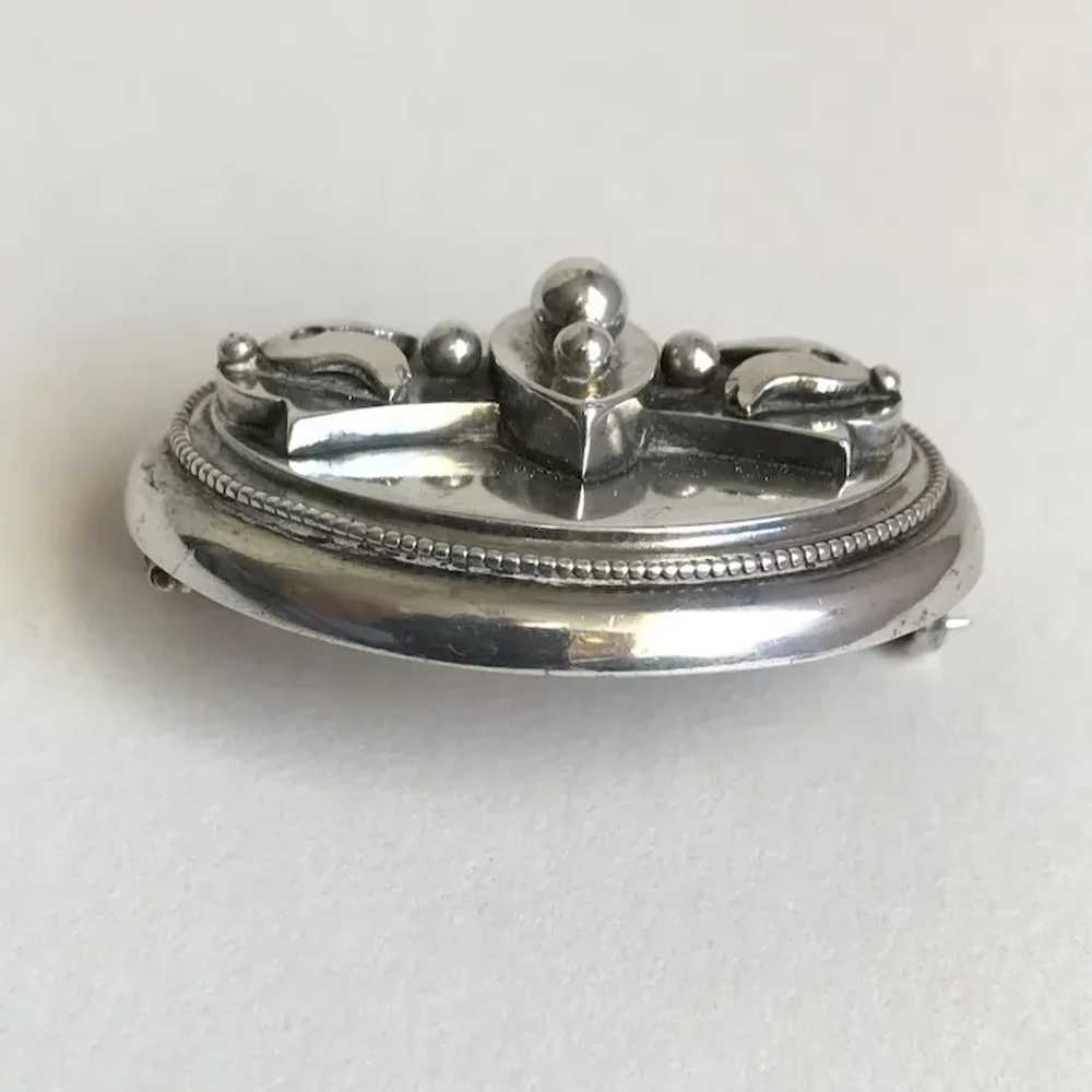 Victorian Antique Mourning Pin, Brooch Sterling L… - image 4