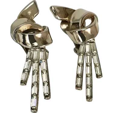Trifari Earrings Mid-Century Modern Tassel Clip-o… - image 1