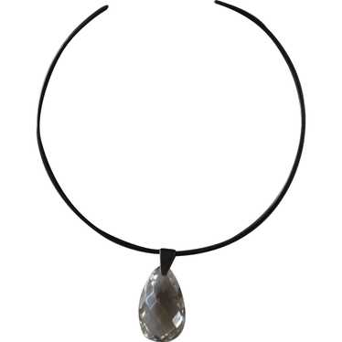 Rock Crystal Pendant Sterling Collar Necklace - image 1