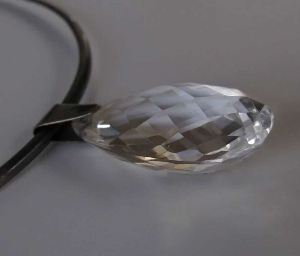 Rock Crystal Pendant Sterling Collar Necklace - image 3