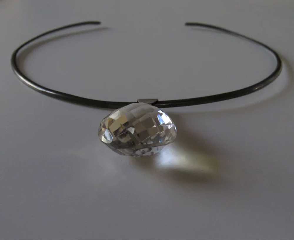 Rock Crystal Pendant Sterling Collar Necklace - image 4