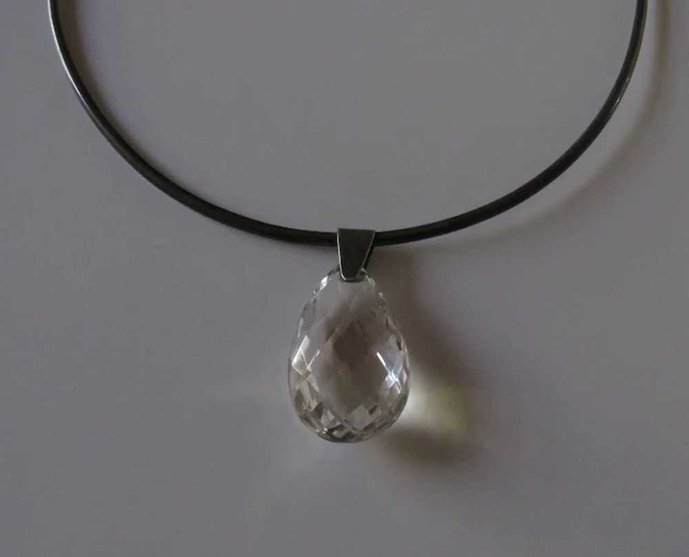 Rock Crystal Pendant Sterling Collar Necklace - image 5