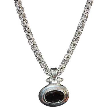 Italian Large Sterling Silver and Quartz Necklace - image 1