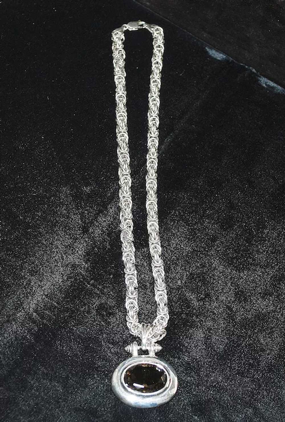 Italian Large Sterling Silver and Quartz Necklace - image 3