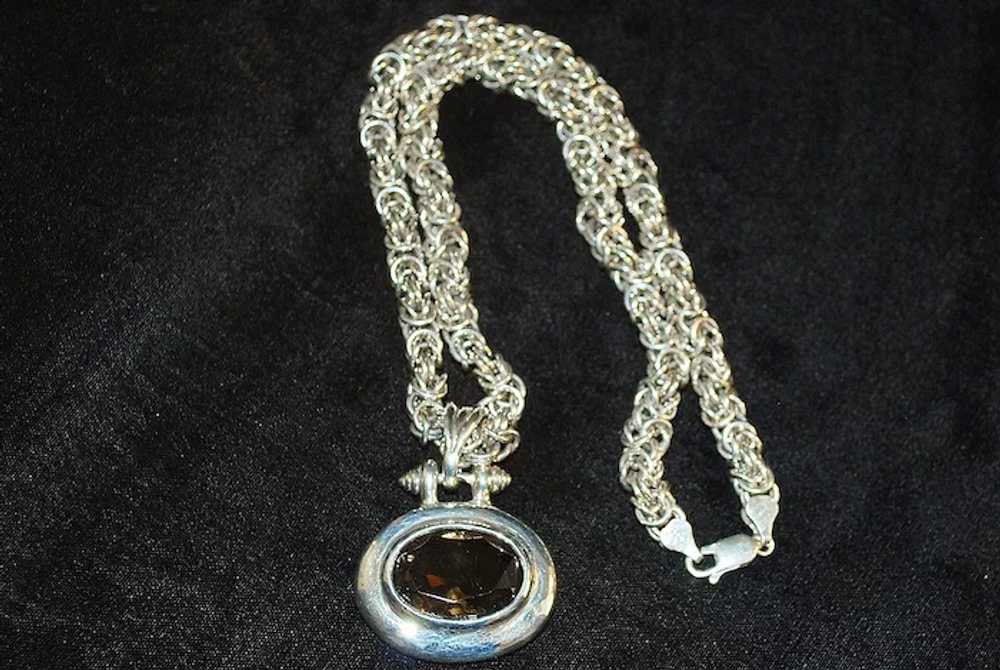 Italian Large Sterling Silver and Quartz Necklace - image 4