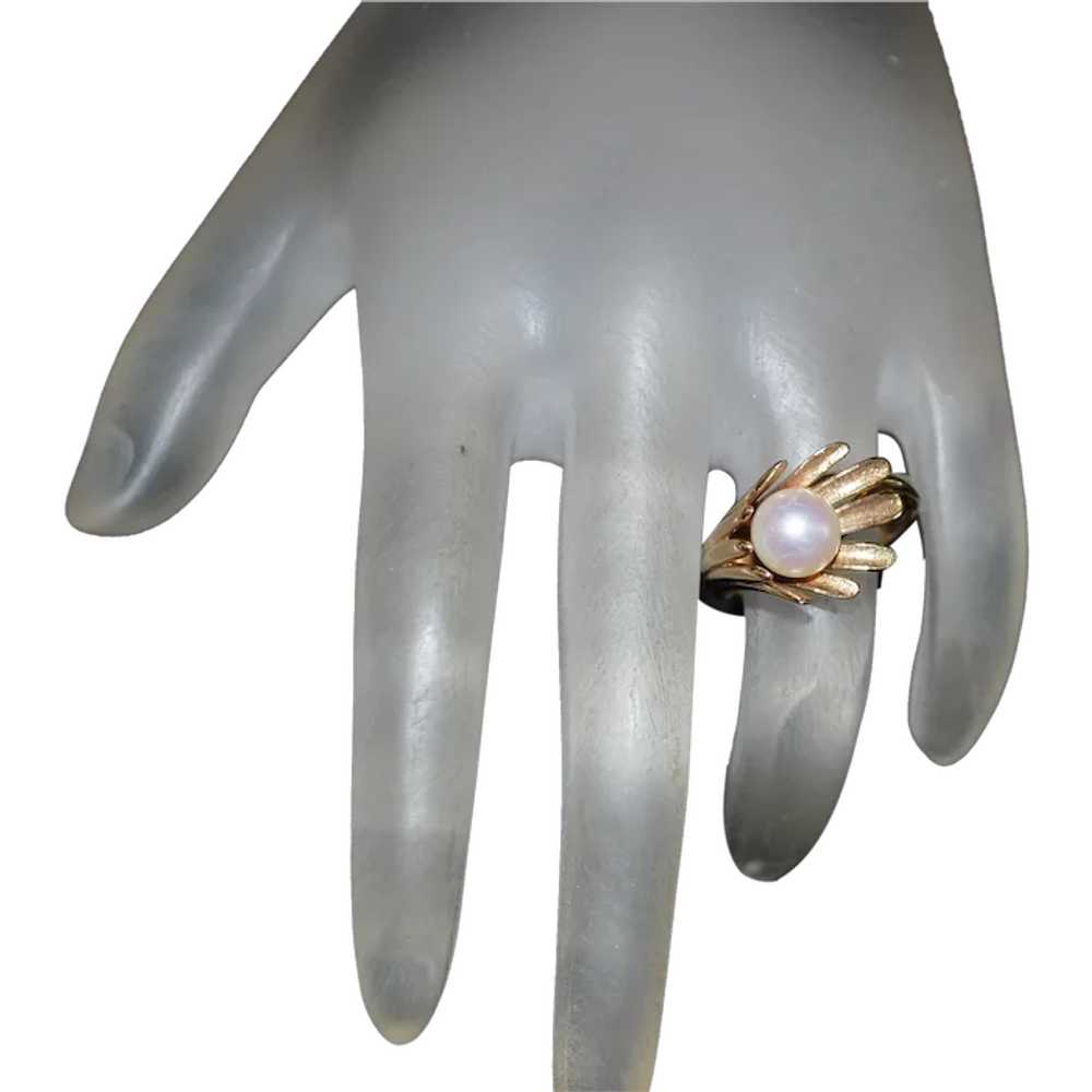 14K Cultured Pearl Ring - 1960's - image 1