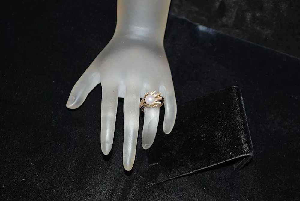 14K Cultured Pearl Ring - 1960's - image 2