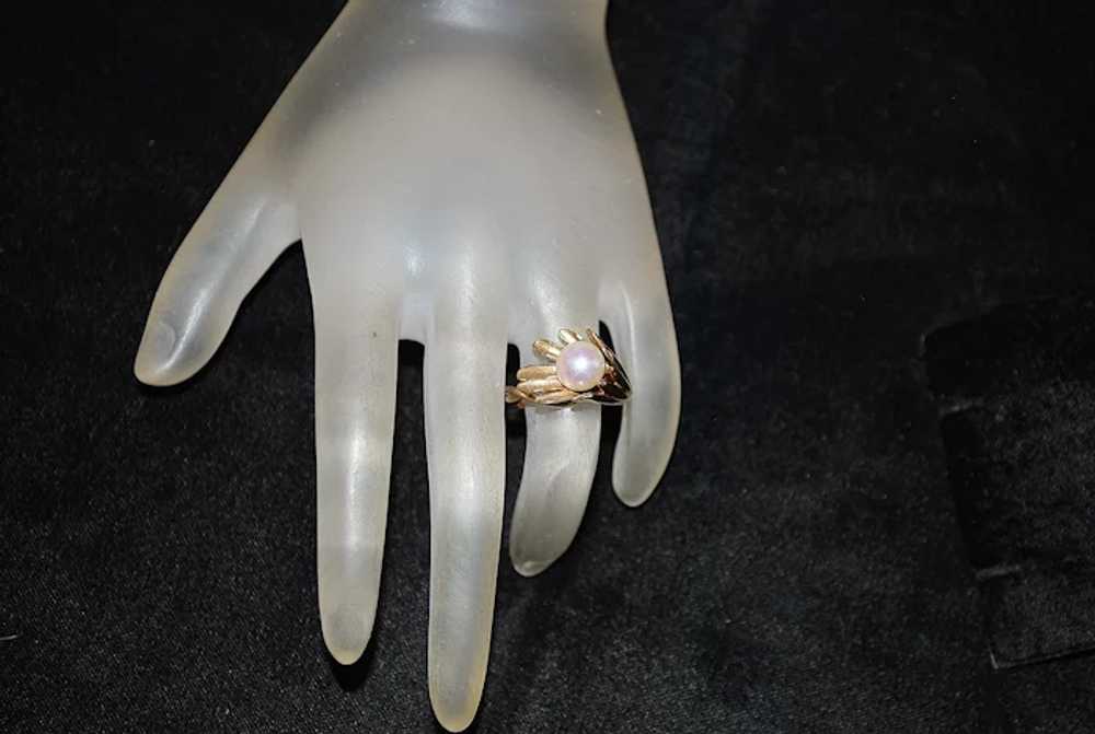 14K Cultured Pearl Ring - 1960's - image 3