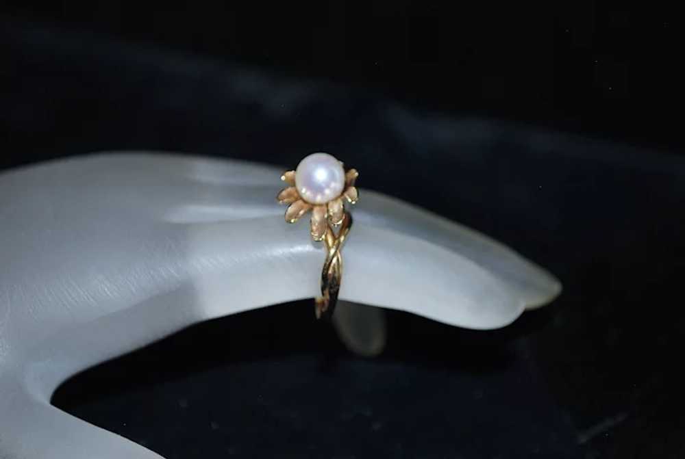 14K Cultured Pearl Ring - 1960's - image 4