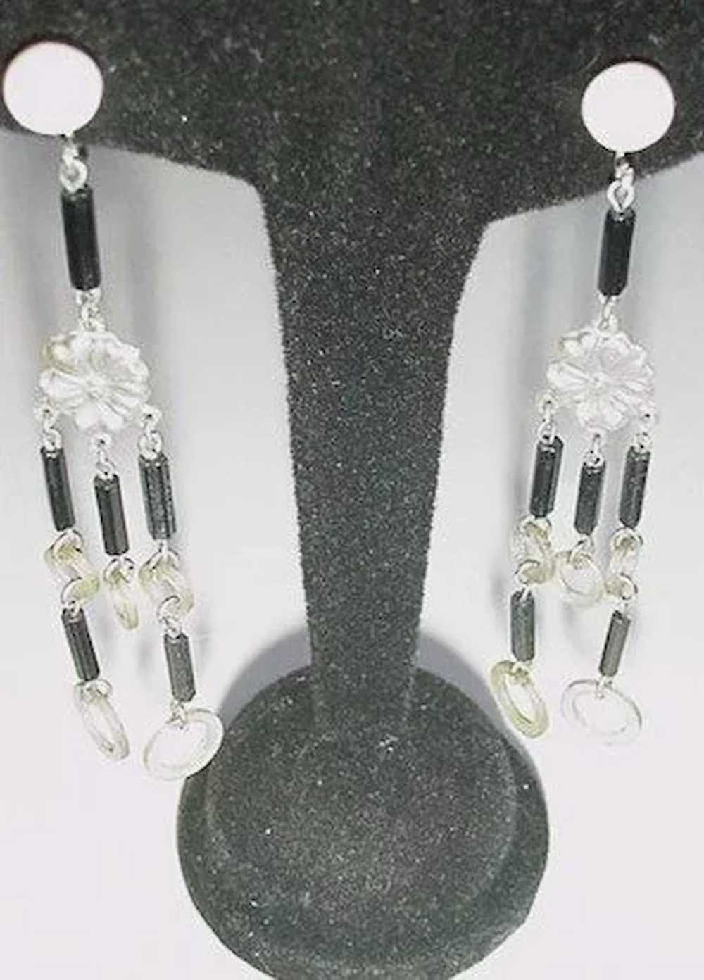 Art Deco Celluloid and Black Glass  Earrings - image 2