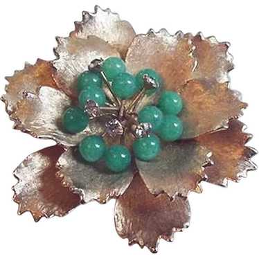 Green Glass Flower Pin