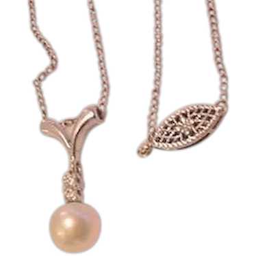 14k Gold Diamonds and Cultured Pearl Necklace - image 1