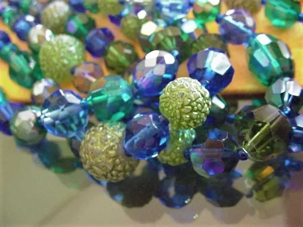 Hattie Carnegie  Blue Green Crystal Necklace - image 4