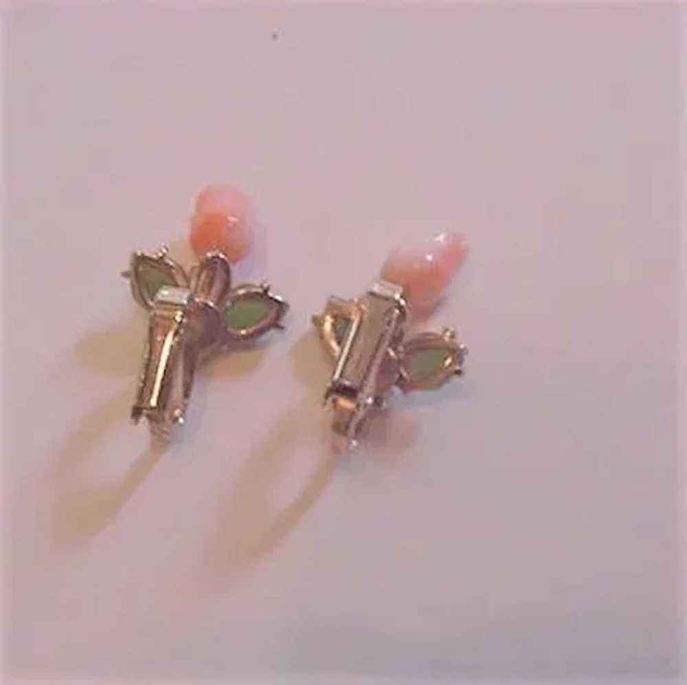 Coral Rose Earrings - image 3