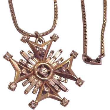 Trifari Rhinestone Maltese Cross Necklace - image 1